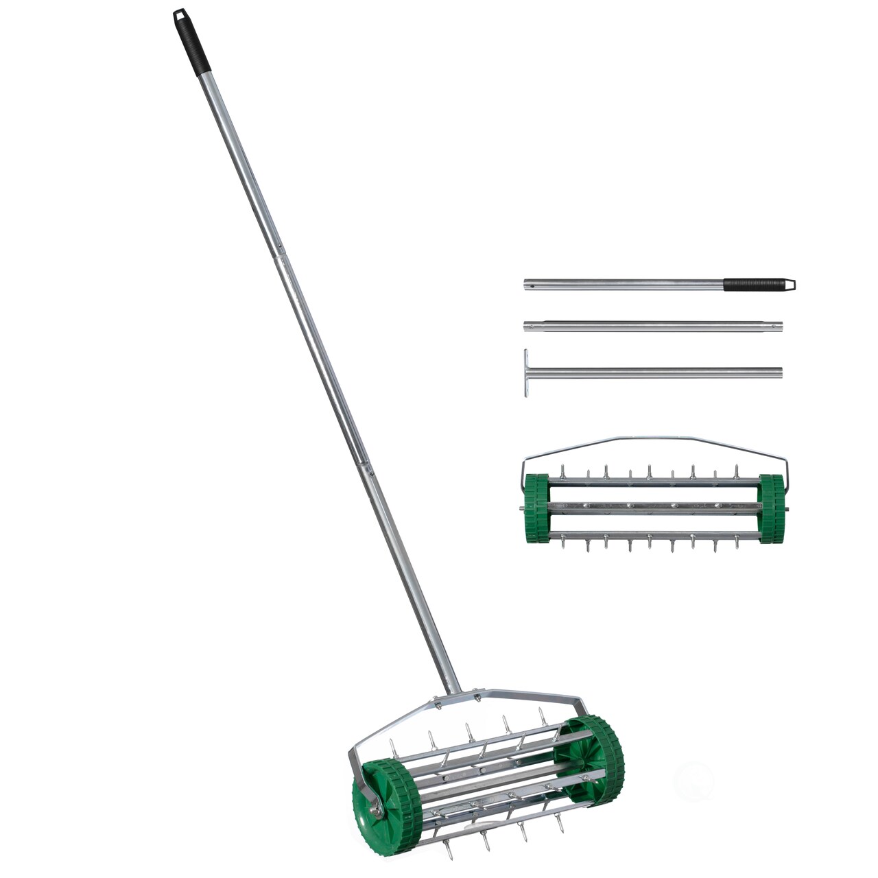 Durable Rolling Spike Lawn Aerator with Sturdy Steel Handle and Sharp Metal Tines to Promote Thick, Deep, and Healthy Grass Growth